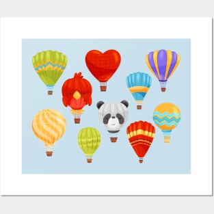 hot air balloon collection Posters and Art